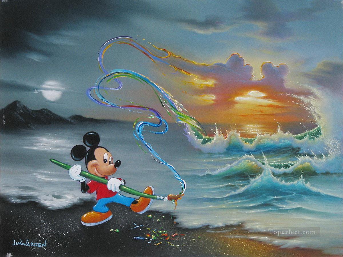 Mickey colore la mer et le ciel Peintures à l'huile